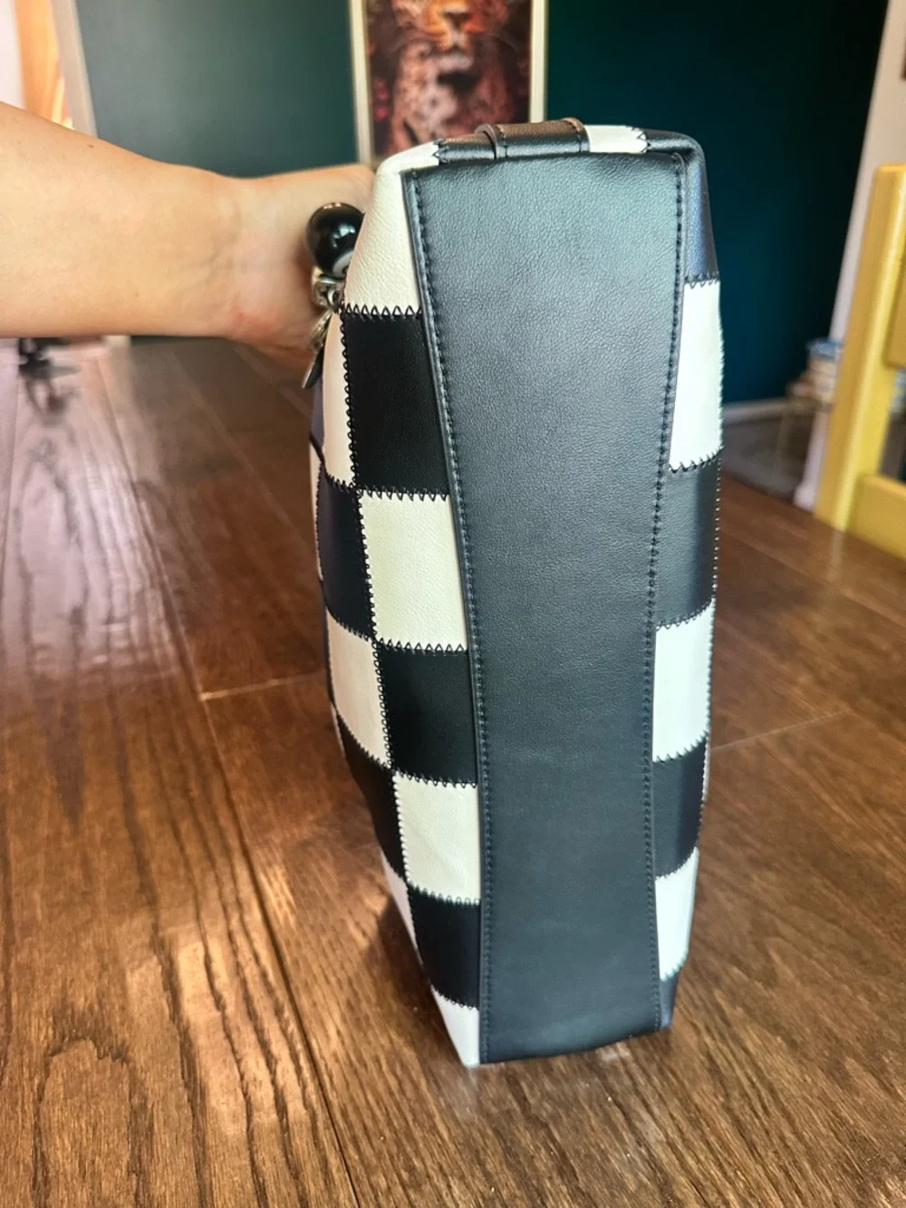 Coachtopia Alter Ego Black and White Checkered Medium Bag - Picture 5 of 5